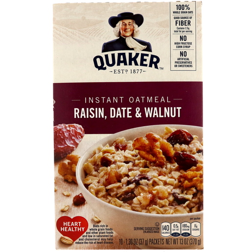 Buy Quaker Raisin, Date & Walnut Instant Oatmeal 370g Online - Lulu ...