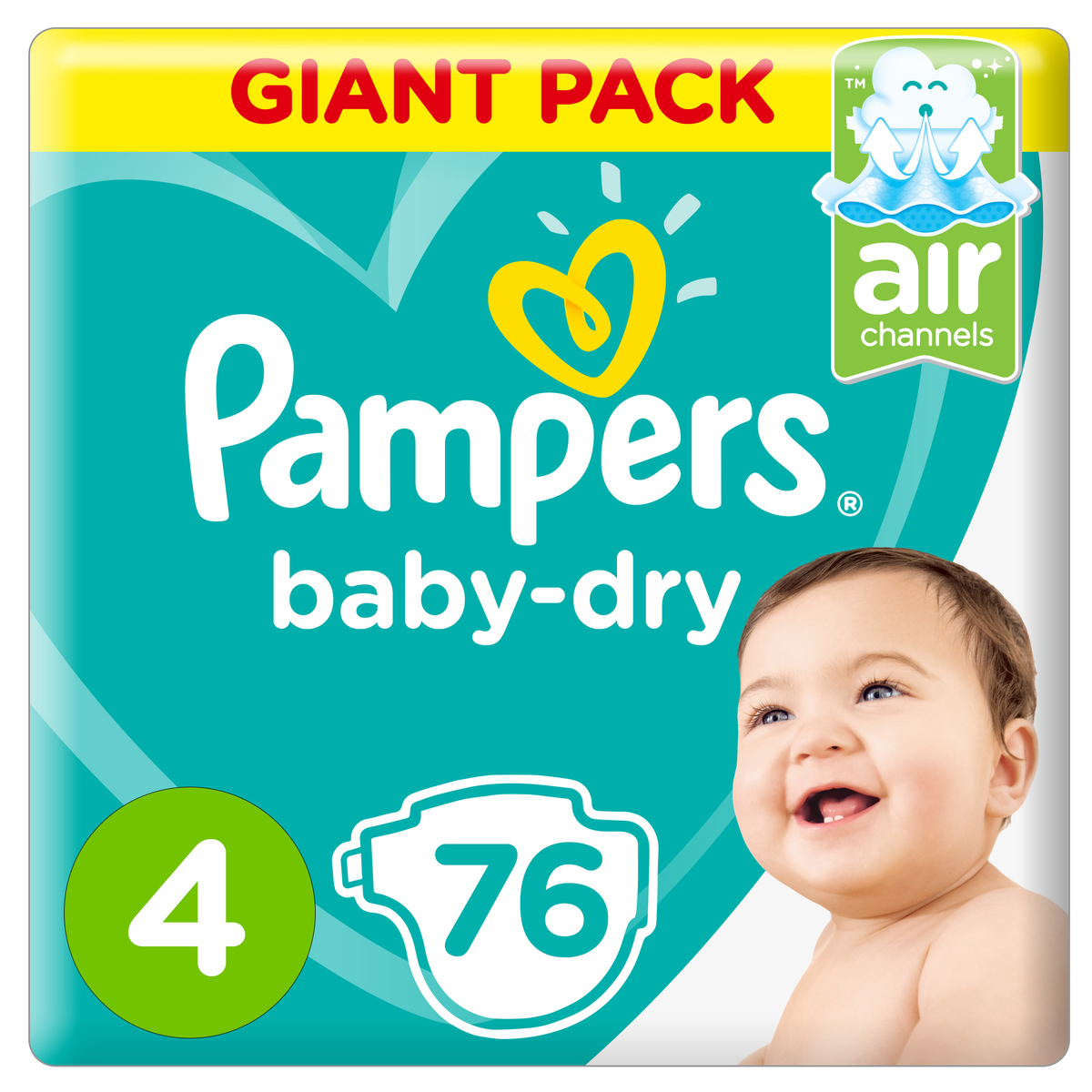 Buy Pampers Baby Dry Diapers Size 4 Maxi 9 14kg Giant Pack 76 Count Online Lulu Hypermarket Kuwait