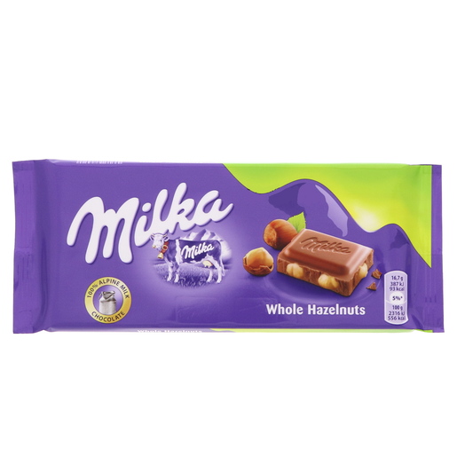 Buy Milka Whole Hazelnuts Chocolate 100g Online - Lulu Hypermarket KSA