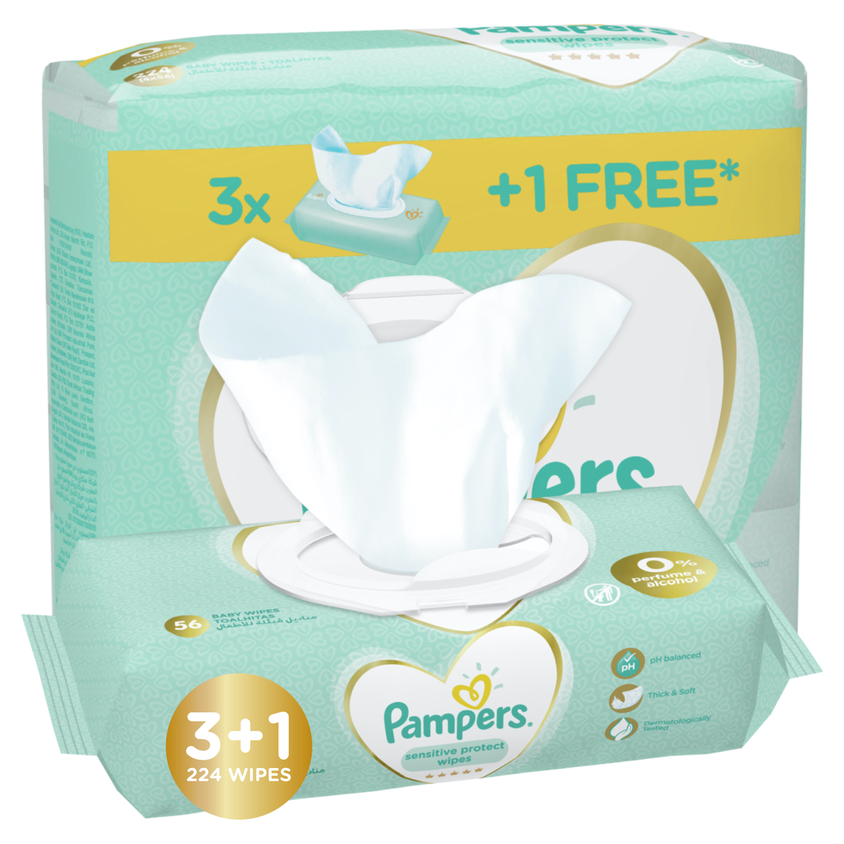 Pampers Baby Wipes Sensitive 56 pcs 3+1