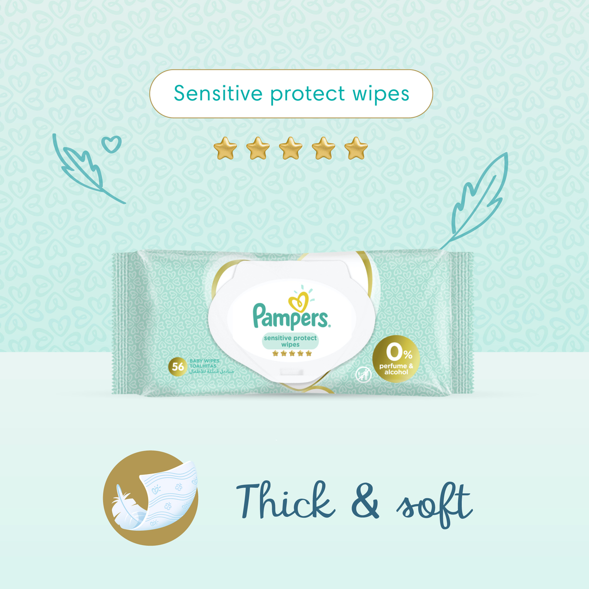 Pampers Baby Wipes Sensitive 56 pcs 3+1