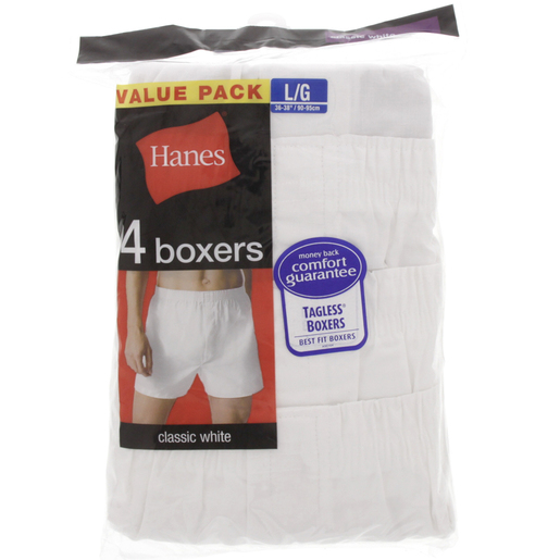 Buy Hanes Mens Boxer Shorts Large White 1x4 Piece Online - Lulu ...