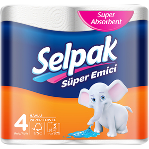 Selpak Super Absorbent Kitchen Paper Towel 80 Sheets x 3ply 4 pcs